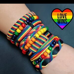 🆕️🏳️‍🌈 9 PIECE COLOURFUL RAINBOW BRACELET SET 🏳️‍🌈